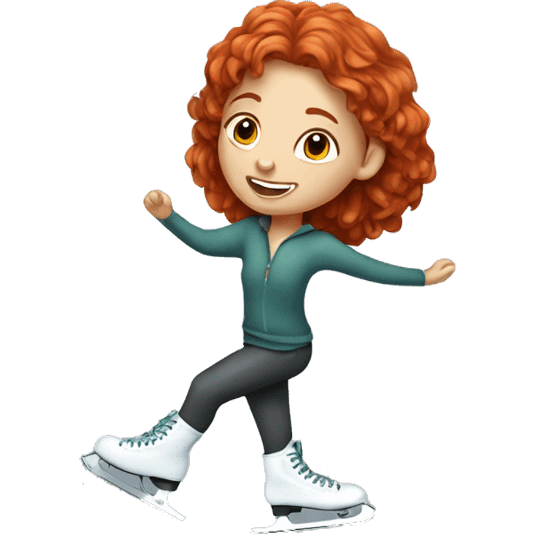 Red-haired girl with freckles ice skating  emoji