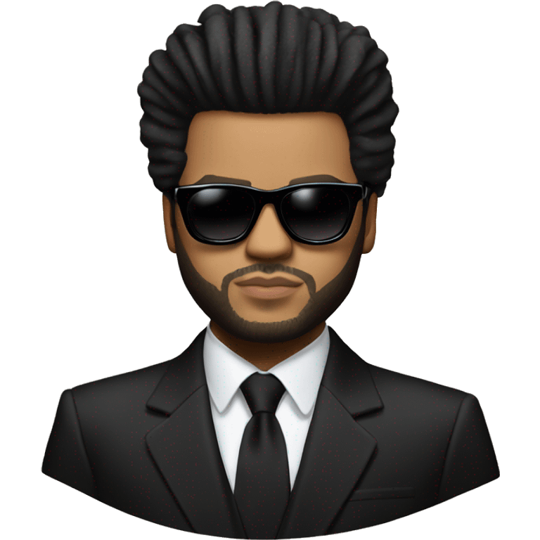 the weeknd in black sunglasses wearing black man suit emoji