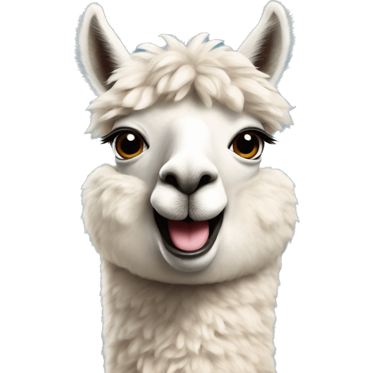 a smiling alpaca emoji