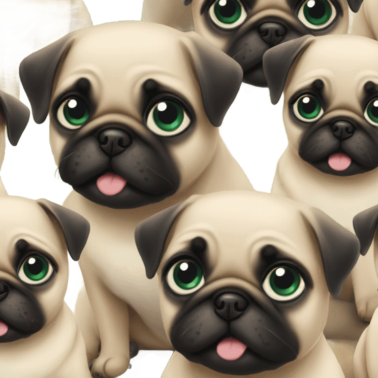 2 Baby pugs 1 with green eyes and 1 with blue  emoji