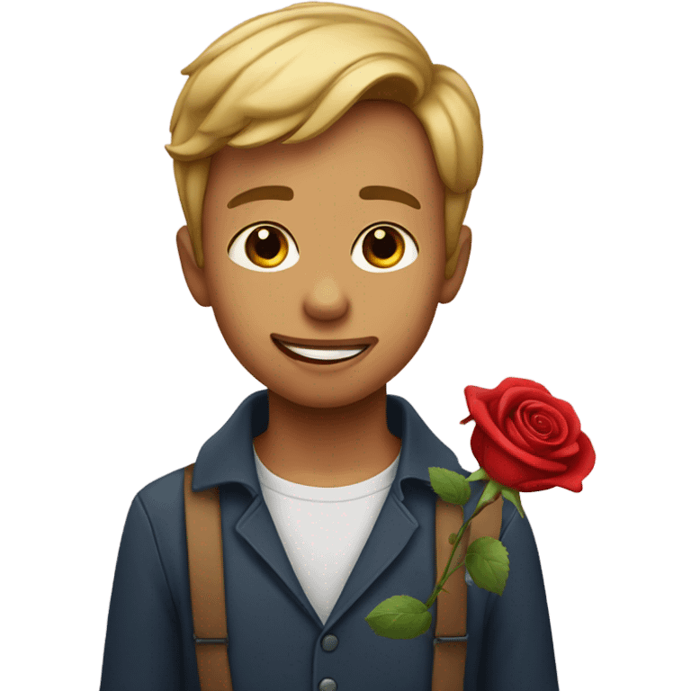 boy with rose in mouth emoji