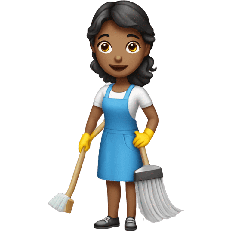 bruenette girl with cleaning stuff emoji