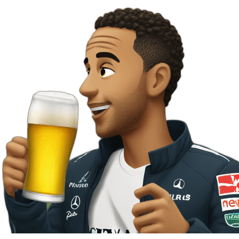 Lewis Hamilton drinking beer emoji