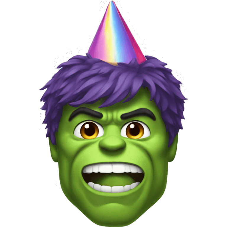 Incredible Hulk with a party hat emoji