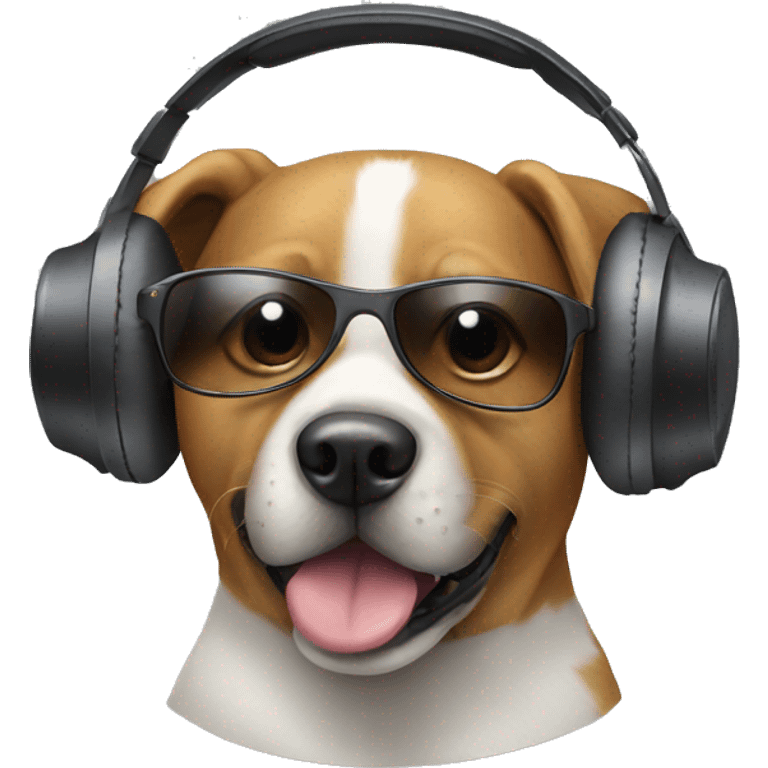 Dog with headphones and sunglasses emoji