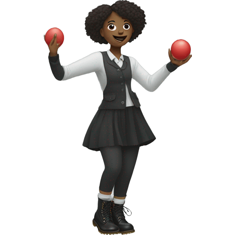 A Karen doing juggling and using doc martens emoji