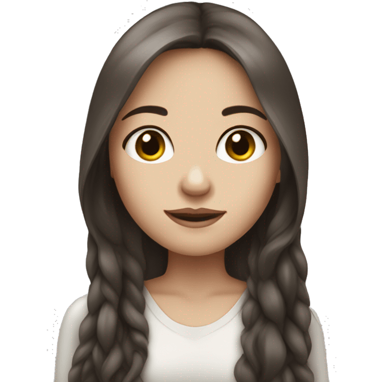 white Skin girl with dark brown long  hair  emoji