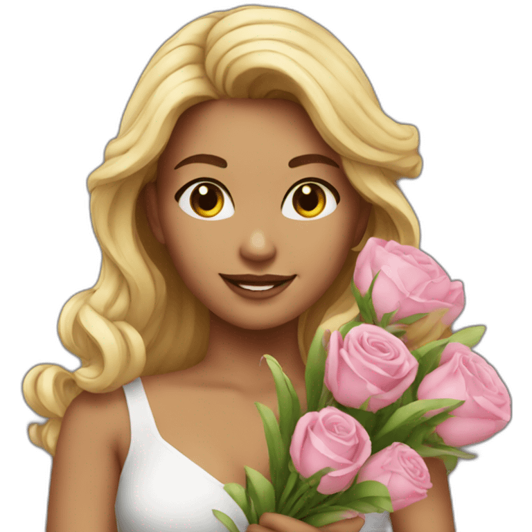 Beautiful girl with a bouquet emoji