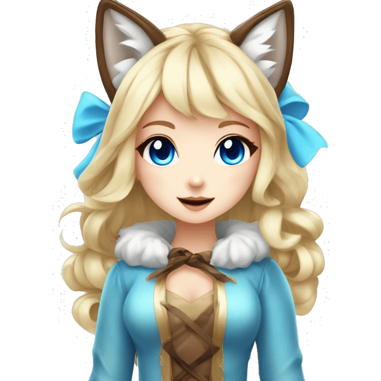 Anime chibi girl blonde with candy in the hair and fox ears blue eyes halloween princess emoji