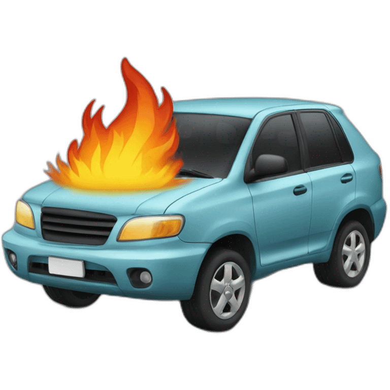 voiture avec du feu dessus emoji