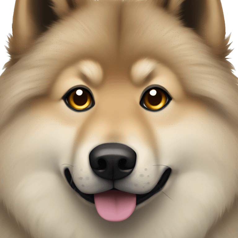 Eurasier dog with wolf coloured long fur and brown eyes emoji