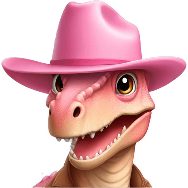 Dinosaur in a light pink cowboy hat emoji