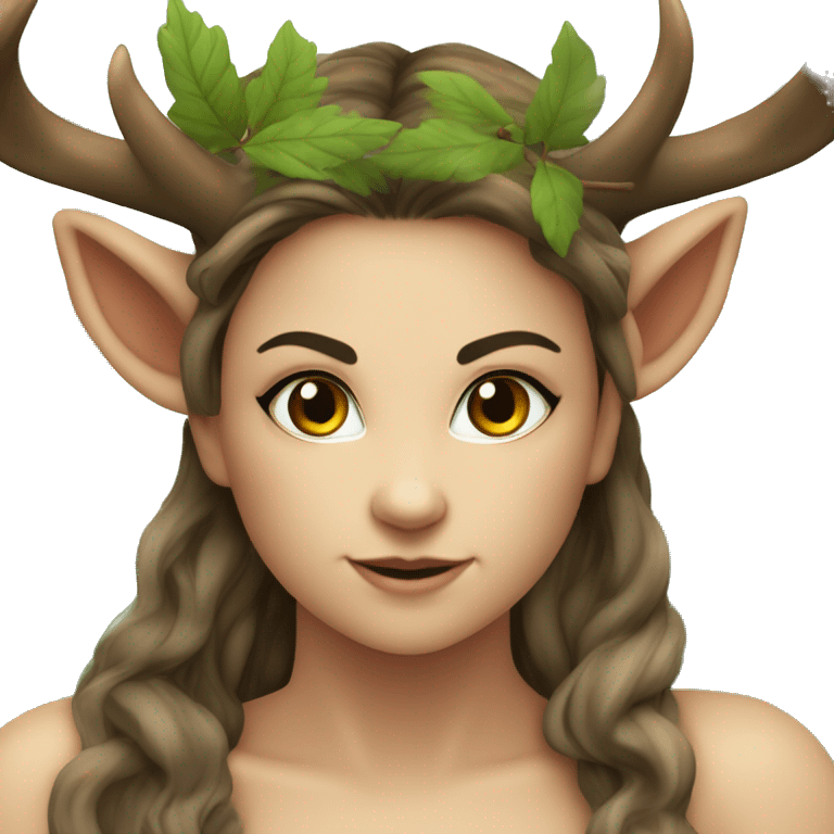 Forest Faun among the trees with deer horns plays on fluet, female, beautiful, desirable, logical emoji