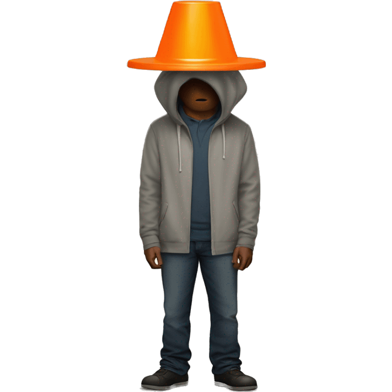 Orange traffic cone on a guy who hide his eyes emoji