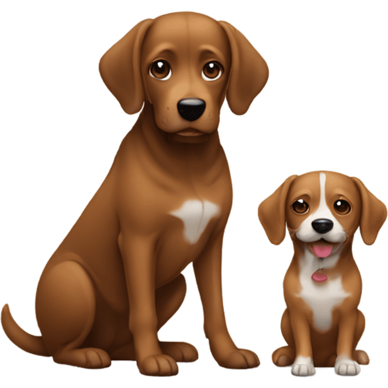 Brown dog with small dog together emoji