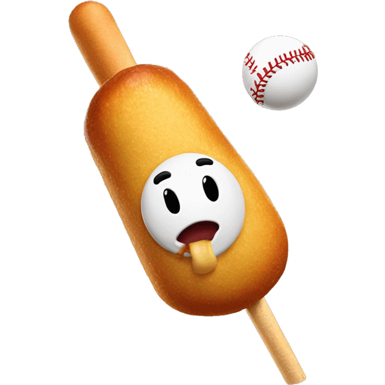 Corndog on stick hitting baseball emoji