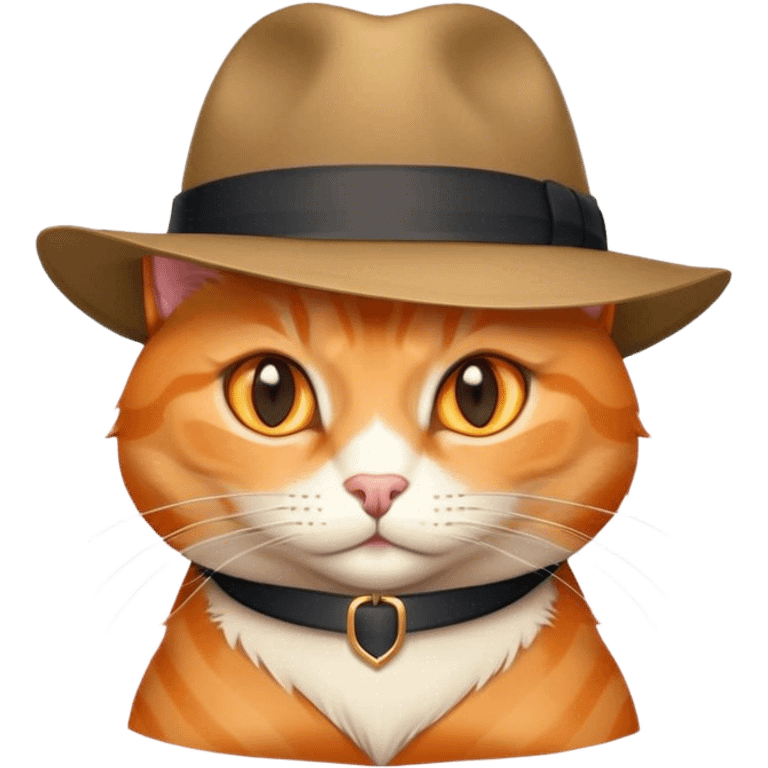 elegant orange cat with hat fedora emoji