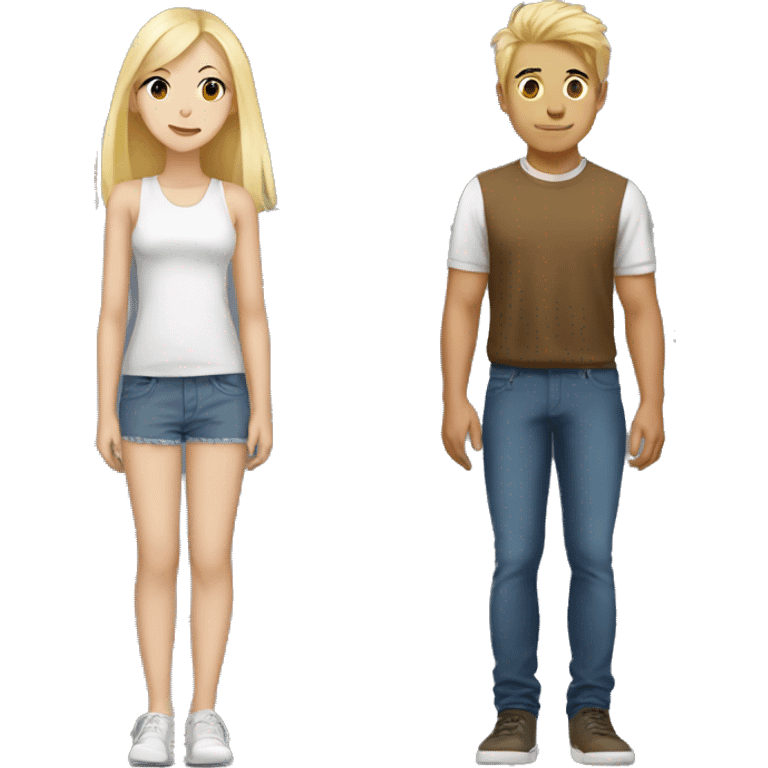 Short Asian and tall blonde girl height difference emoji