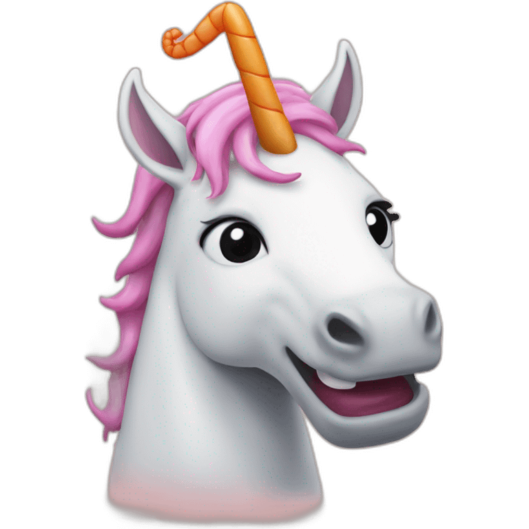 Unicorn with a shrimp skewer on its horn emoji