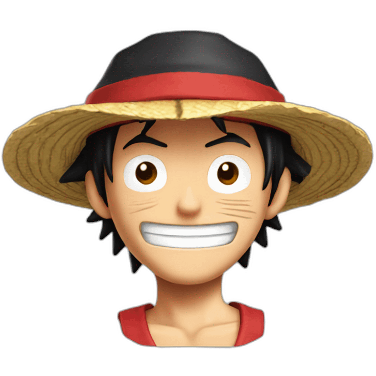 Luffy avec une mèche rouge et avec des yeux rouges et une cicatrice à l'oeil droit emoji