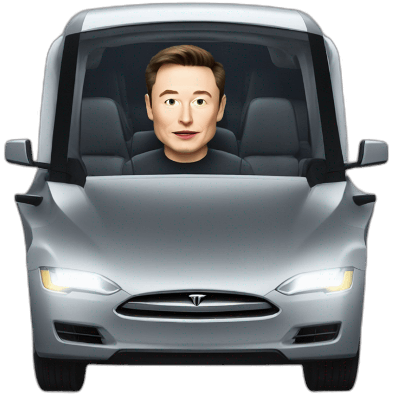 Elon musk riding in a Tesla cyber truck  emoji