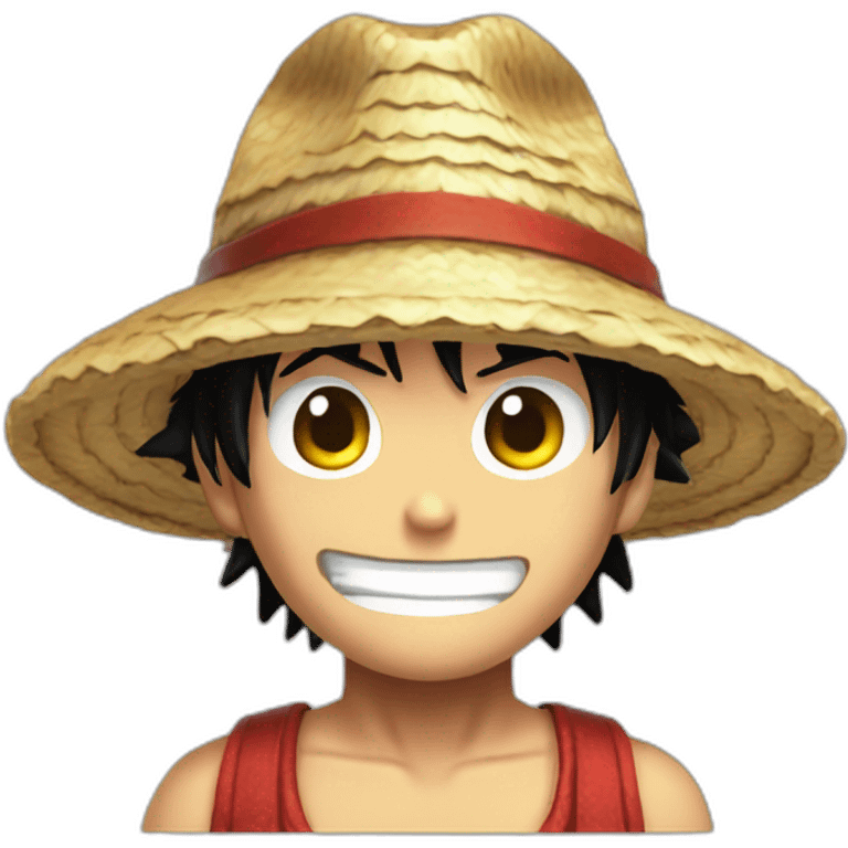 Luffy wearing a strawhat emoji