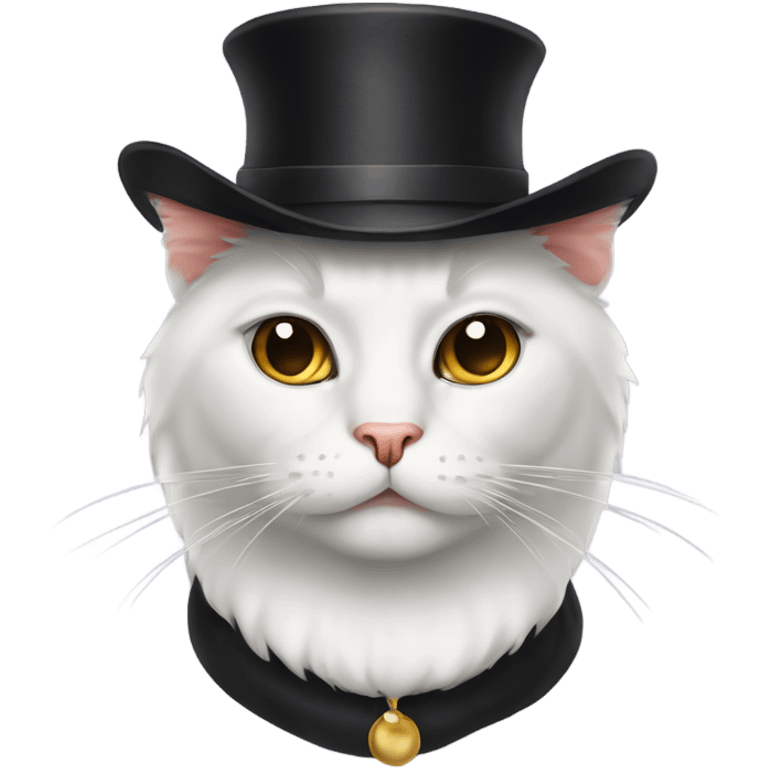 elegant serious cat with hat emoji