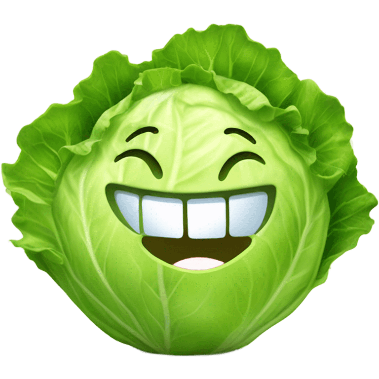 lettuce with a happy face holds a mirror in his hand and looks at it emoji