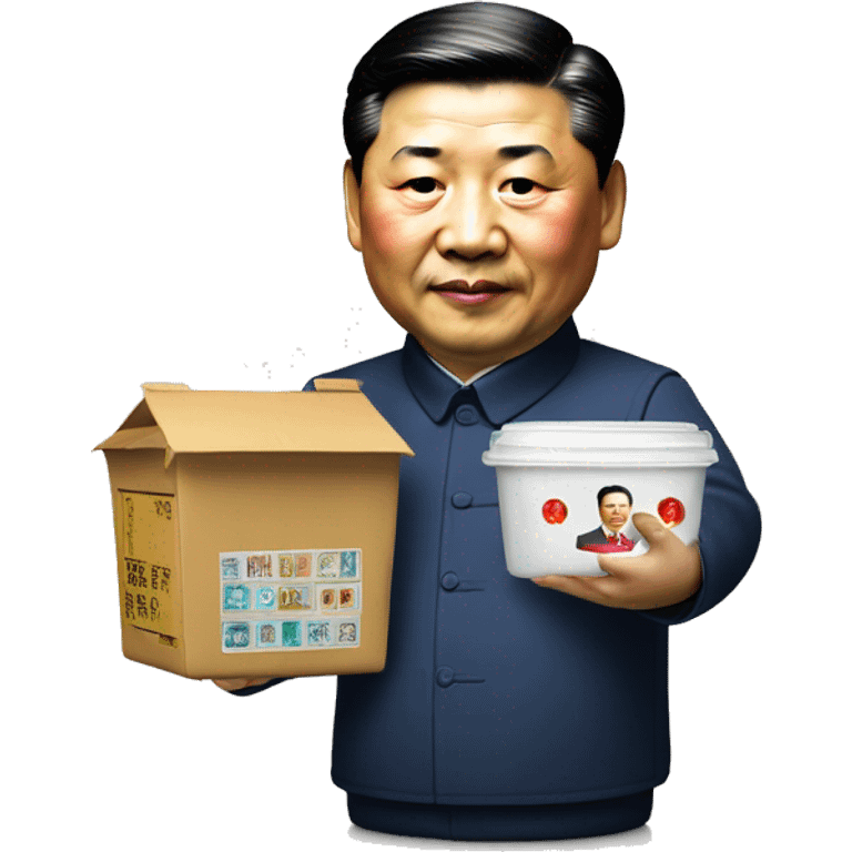 Xi Jinping holds a trade container in his hands emoji