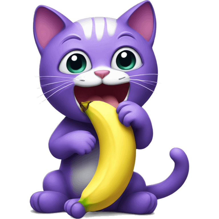 Purple cat eating banana emoji