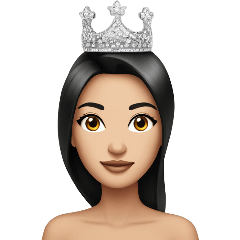 Miss universe south east Asian with long straight black hair with a crown emoji