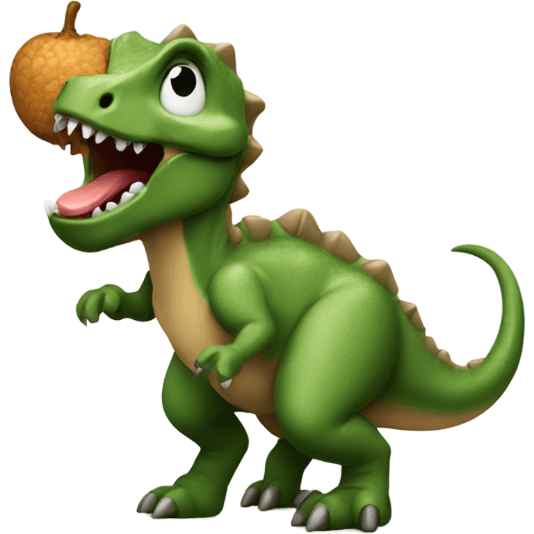 Dino eating acorn emoji