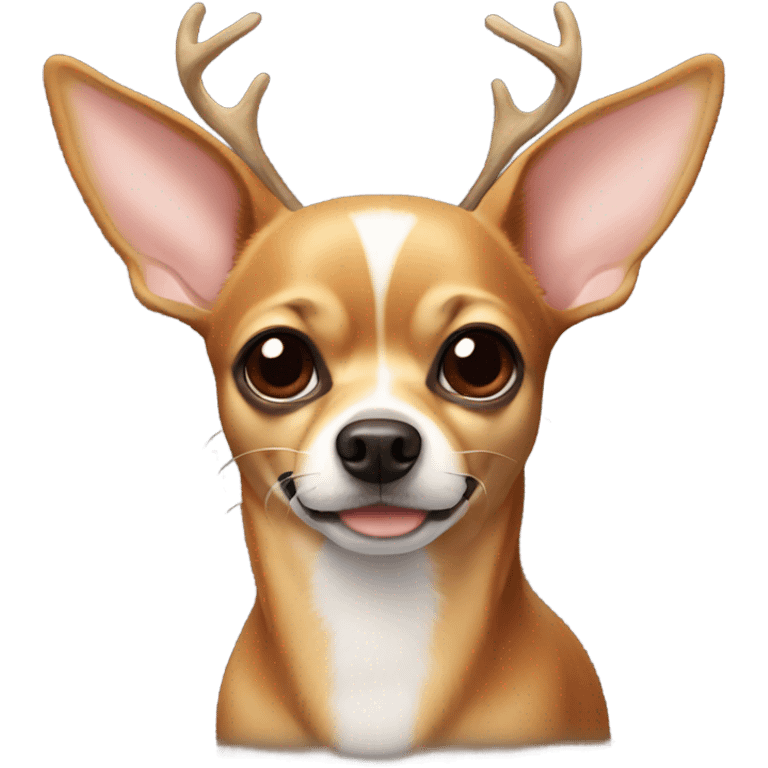 A chihuahua with deer antlers emoji