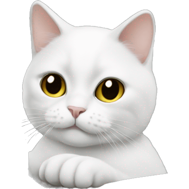 White British cat is driving car emoji