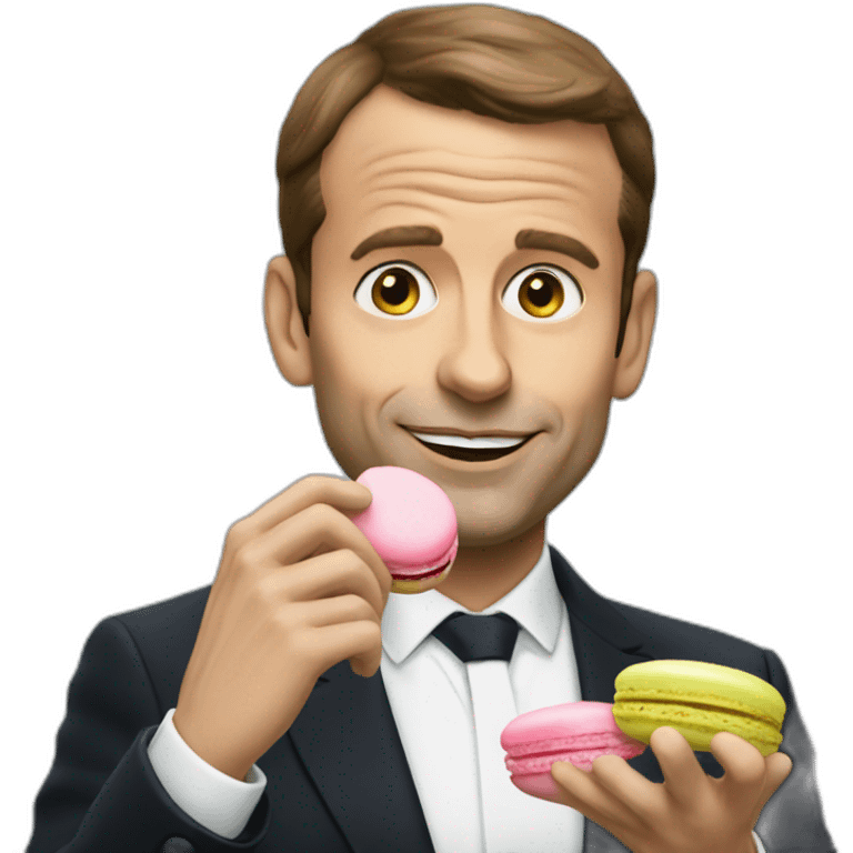 Macron eating a macaron emoji