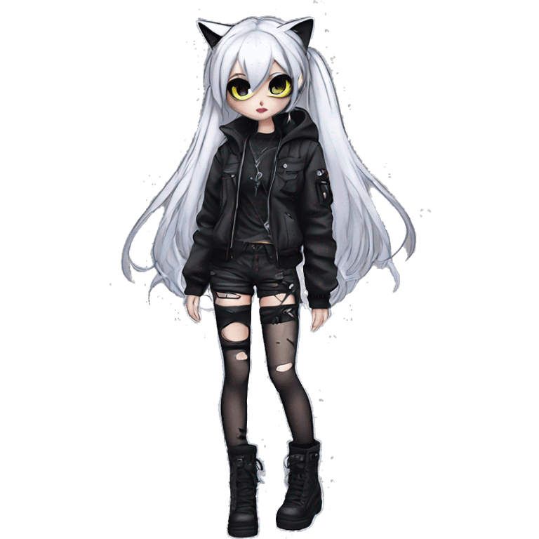 Edgy Kawaii Cute Cool Cartoon Anime Punk Techwear Gothic Catgirl emoji