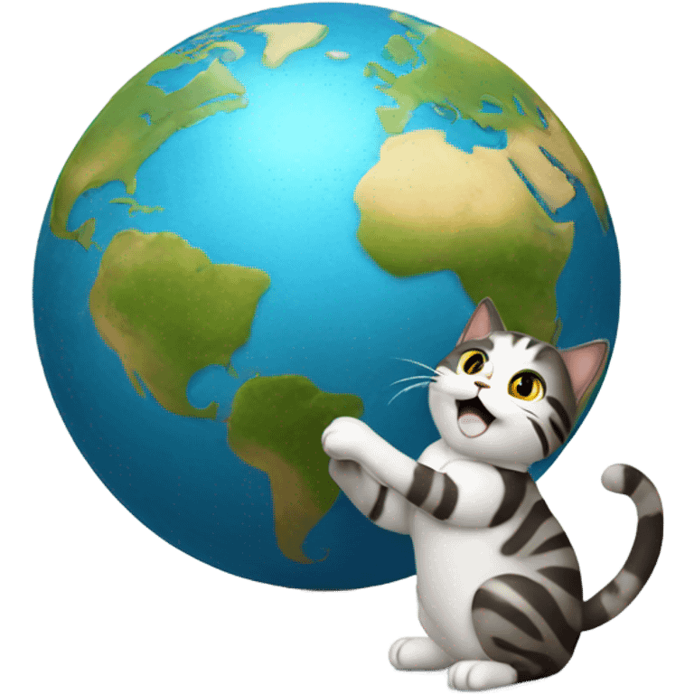 cat playing with globe  emoji