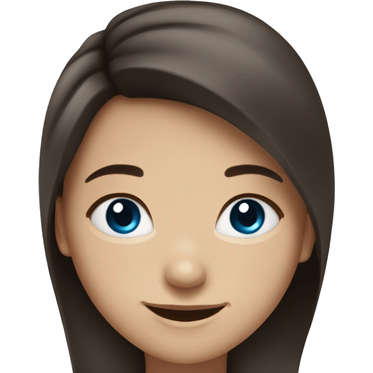 long dark brown hair girl with blue eyes smiling emoji