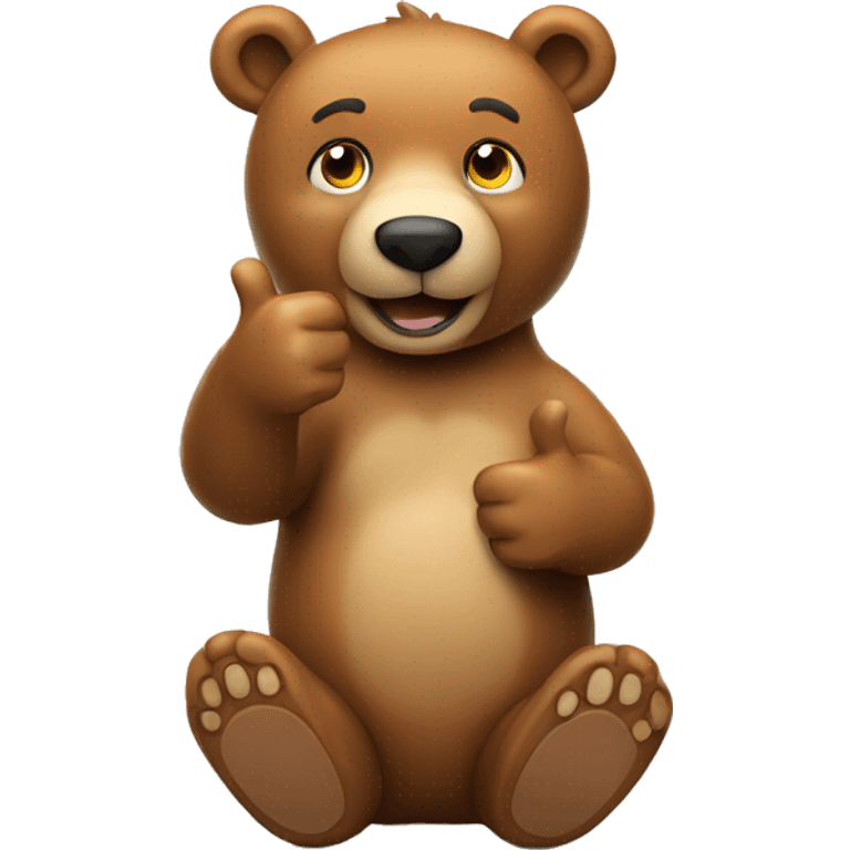 sitting light brown bear with thumb up emoji