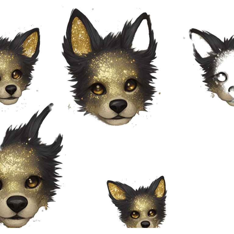 iridescent kintsugi fluffy zombie black brown gold dog fox head zombie skeleton gold mechanical nebula galaxy stars colorful flowers fairy lights vintage zombie emoji