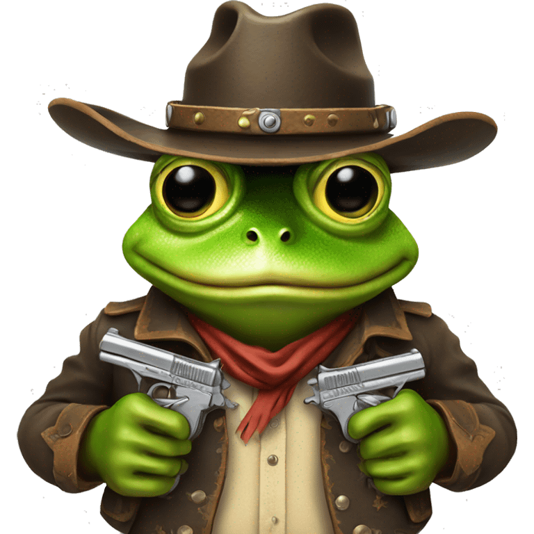 western cowboy frog with guns as hands emoji