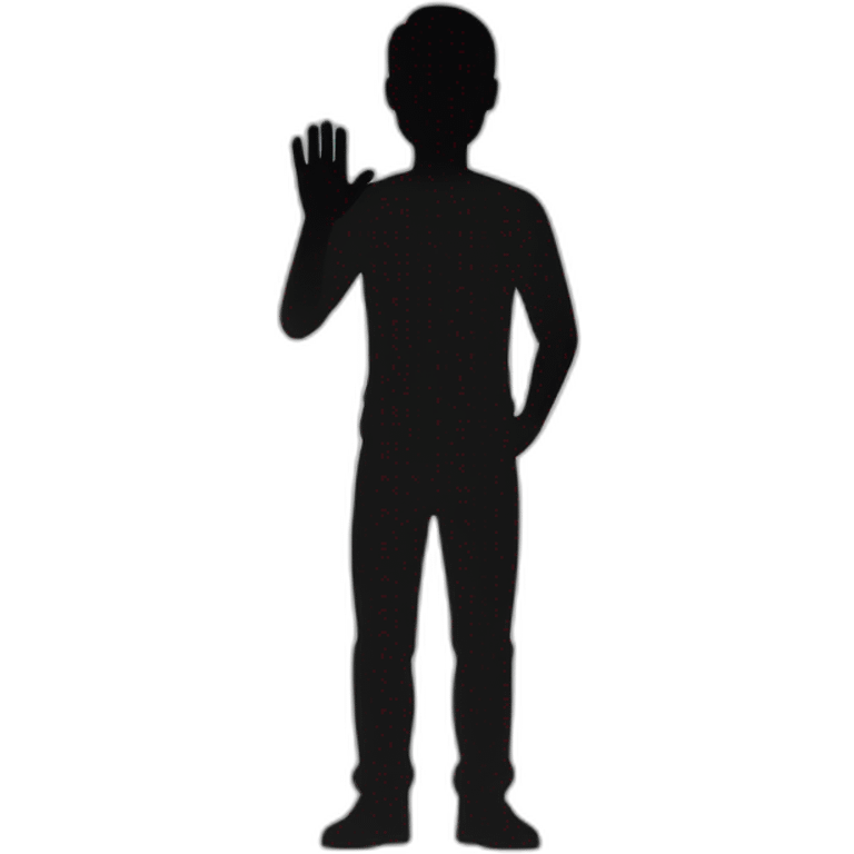 a silhouete man saying hello emoji