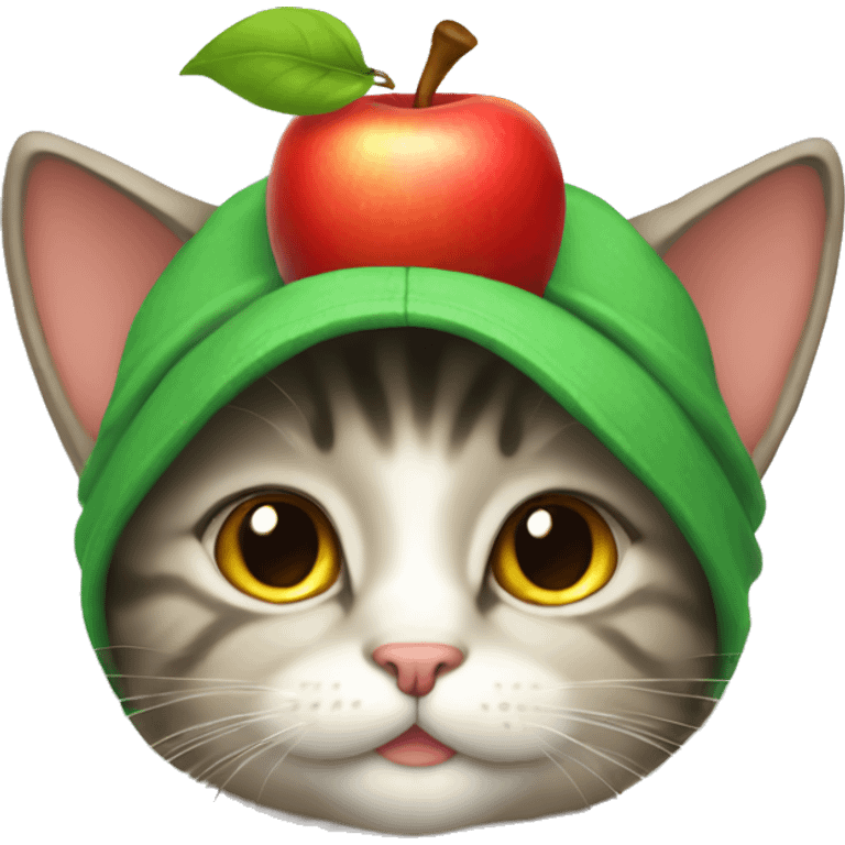 kitty wearing apple hat emoji