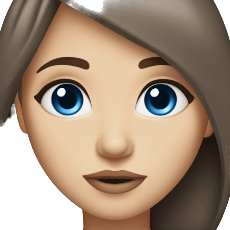 girl, brown hair, blue-gray eyes, plump lips emoji