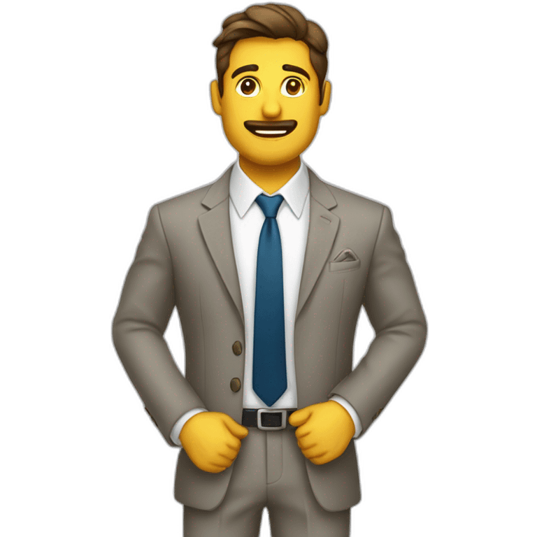 HOMBRE DE TRAJE MOSTRANDO BOLSILLOS VACIOS emoji