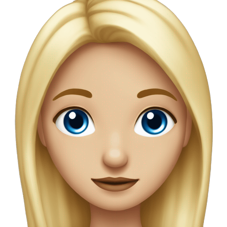 una chica rubia, pelo largo ondulado, ojos azules emoji