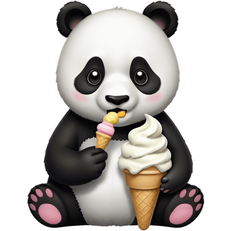 Panda eating ice cream emoji