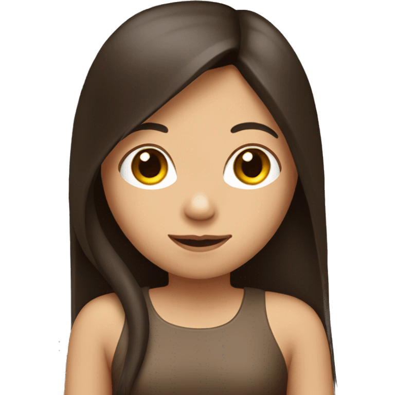 girl with dark brown long straight hair with monkey on her shoulder  emoji