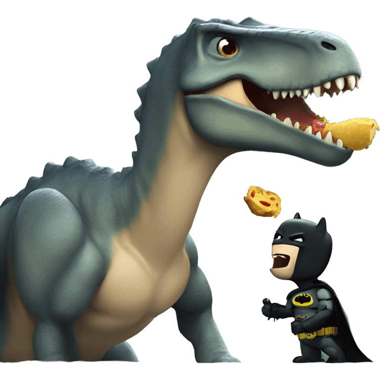 a dinosaur eating batman emoji