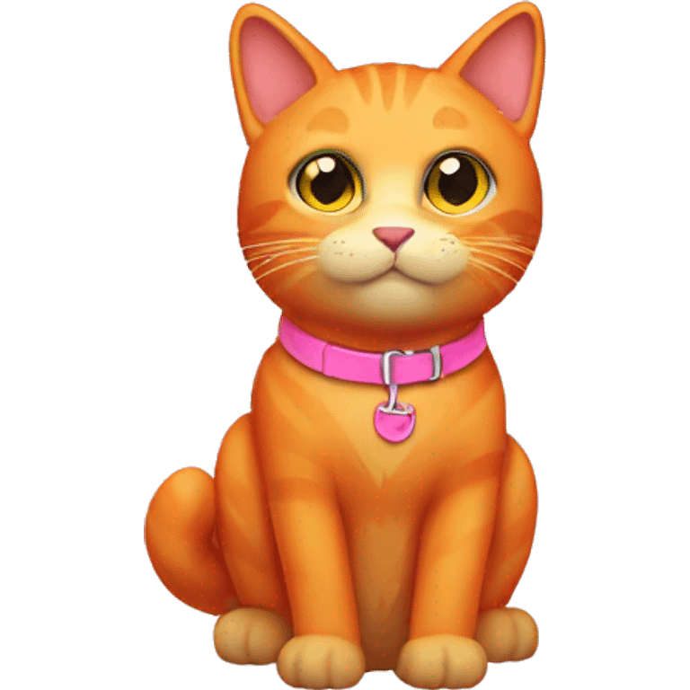 All orange cat with pink collar emoji